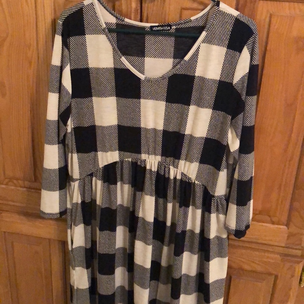 Buffalo plaid print baby doll dress